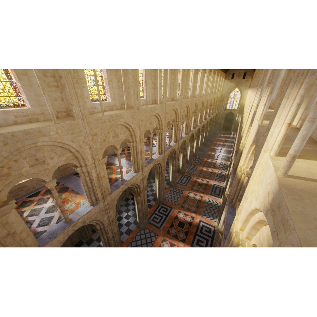 Romanesque Nave 3D Model – Low Poly Architectural Asset, FBX - View 4