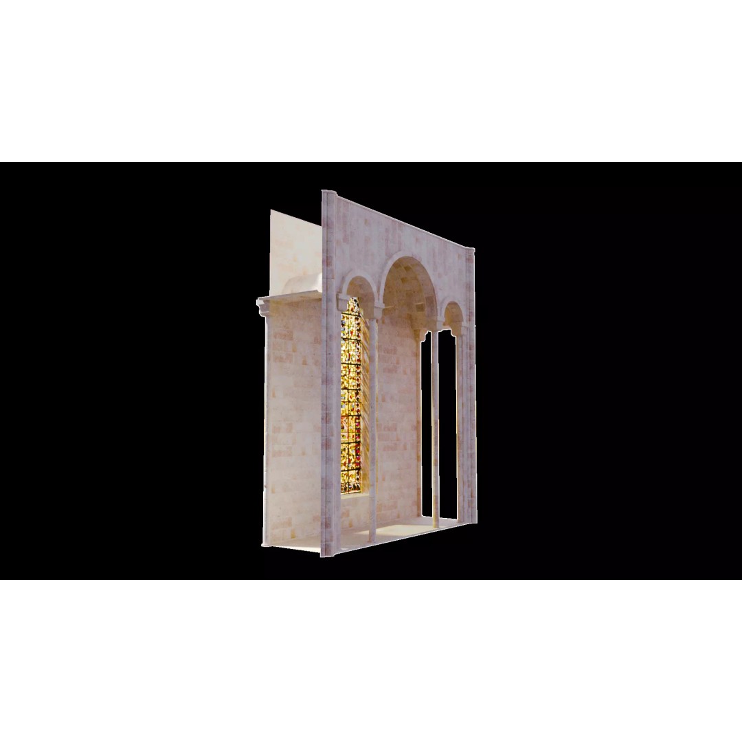 Romanesque Nave 3D Model – Low Poly Architectural Asset, FBX - View 5