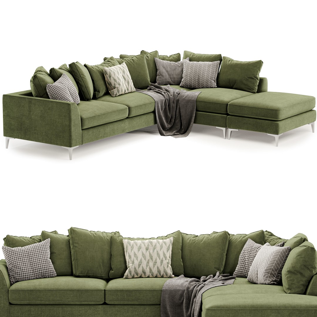 Cleveland Corner Sofa 3D Model – Modern Fabric Design, FBX & OBJ Formats - View 4