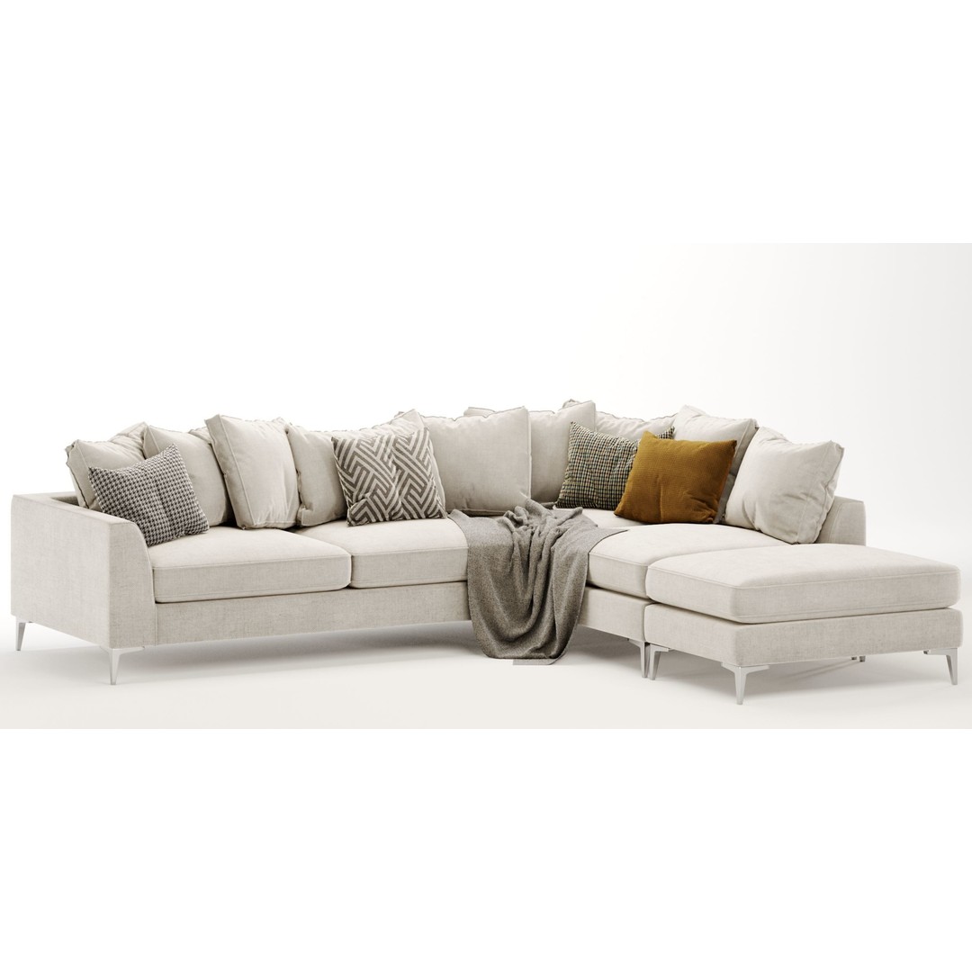Cleveland Corner Sofa 3D Model – Modern Fabric Design, FBX & OBJ Formats - View 5