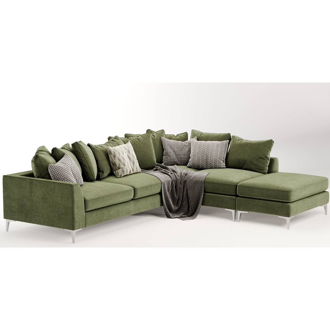 Cleveland Corner Sofa 3D Model – Modern Fabric Design, FBX & OBJ Formats - View 6