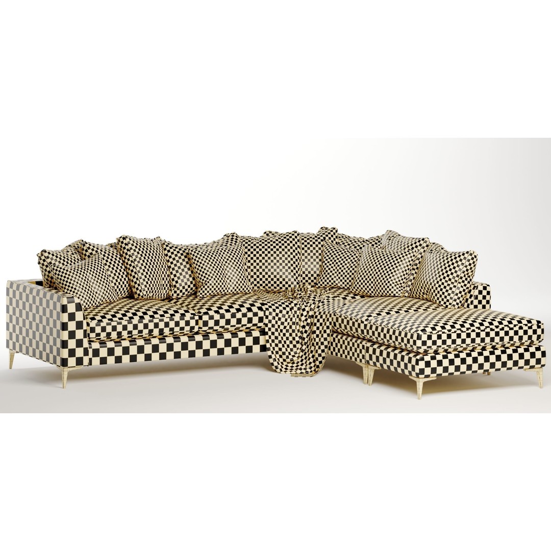 Cleveland Corner Sofa 3D Model – Modern Fabric Design, FBX & OBJ Formats - View 8