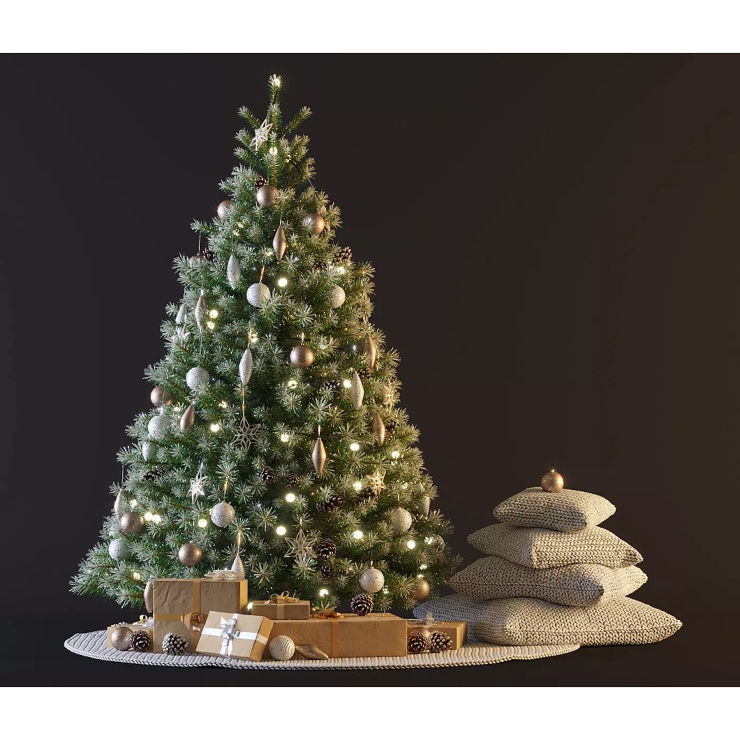 Christmas Tree 3D Model – High Poly Decoration Asset, OBJ & MAX - View 2