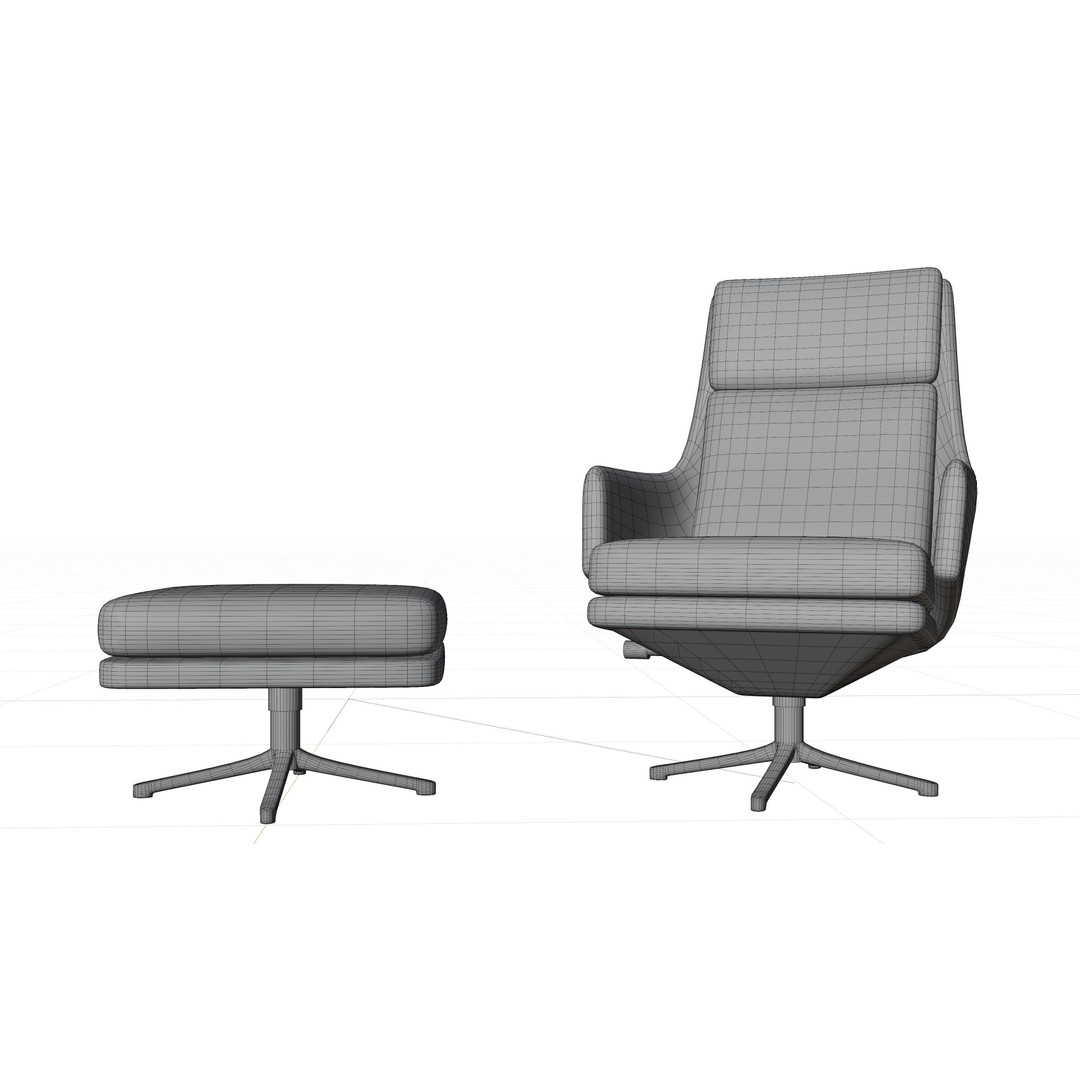 Grand Relax Ottoman Chair 3D Model – High-Quality PBR Asset, FBX