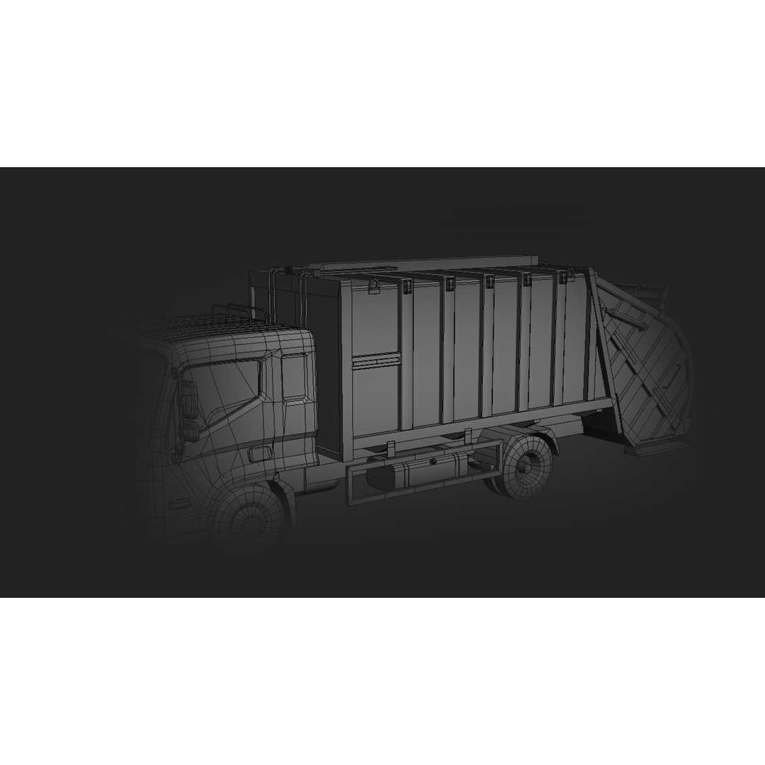 Garbage Truck 3D Model – Low Poly Game-Ready Vehicle with Interior