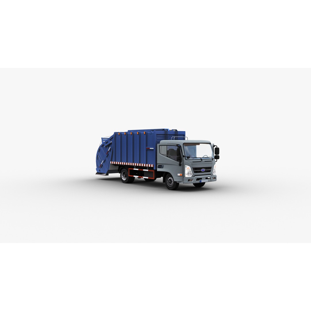 Garbage Truck 3D Model – Low Poly Game-Ready Vehicle with Interior - View 12