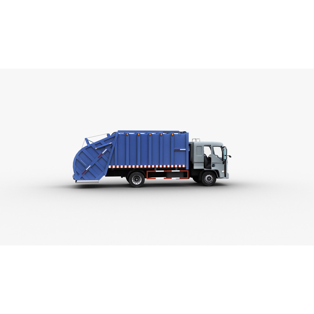Garbage Truck 3D Model – Low Poly Game-Ready Vehicle with Interior - View 16