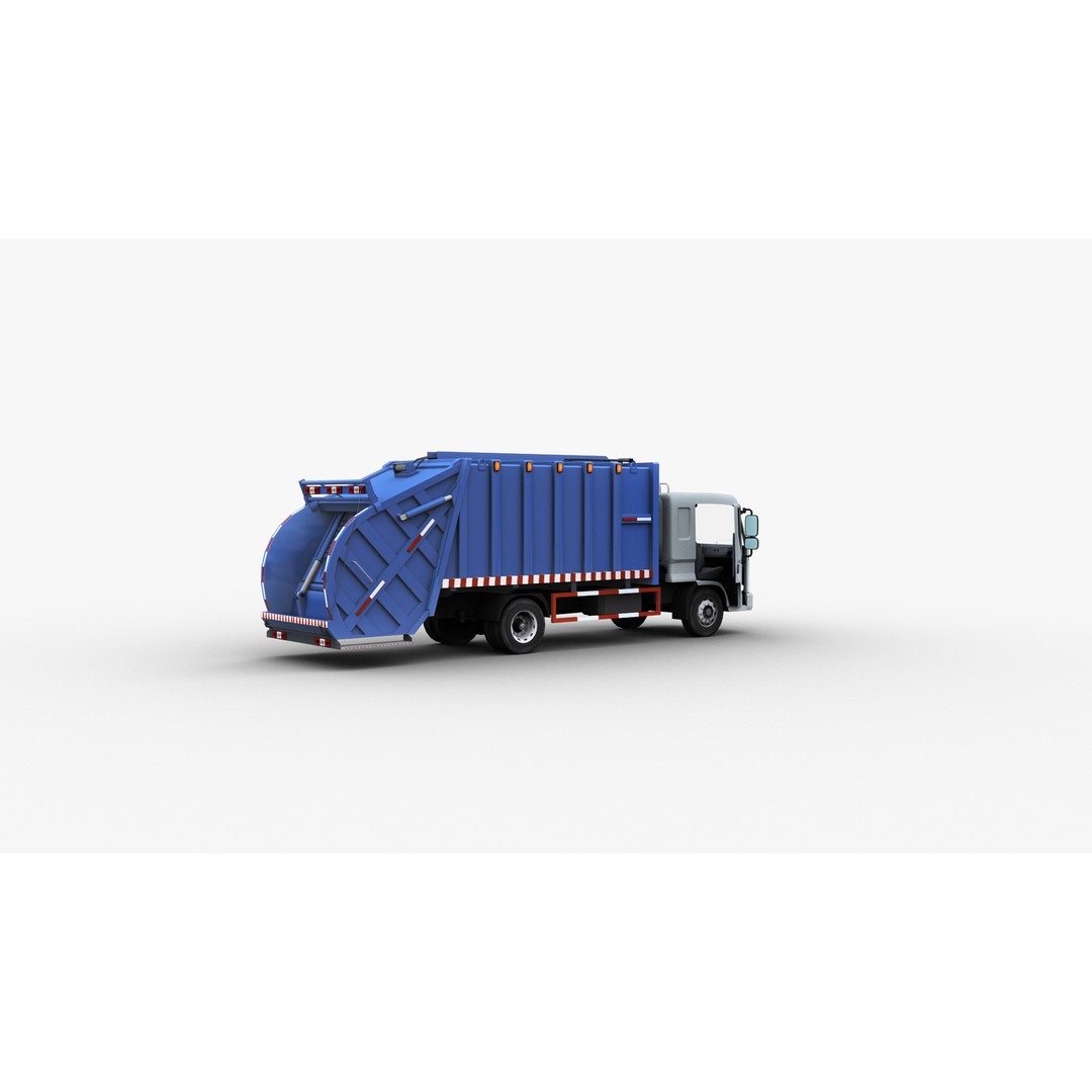 Garbage Truck 3D Model – Low Poly Game-Ready Vehicle with Interior - View 18