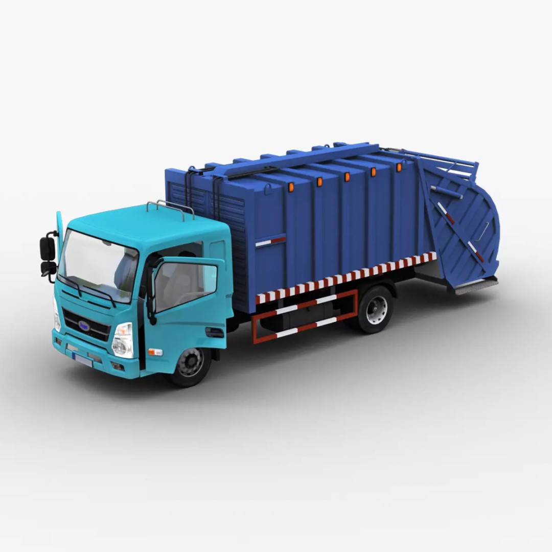Garbage Truck 3D Model – Low Poly Game-Ready Vehicle with Interior - View 2