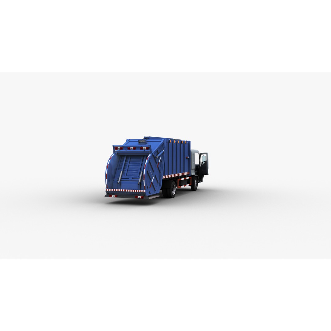 Garbage Truck 3D Model – Low Poly Game-Ready Vehicle with Interior - View 21