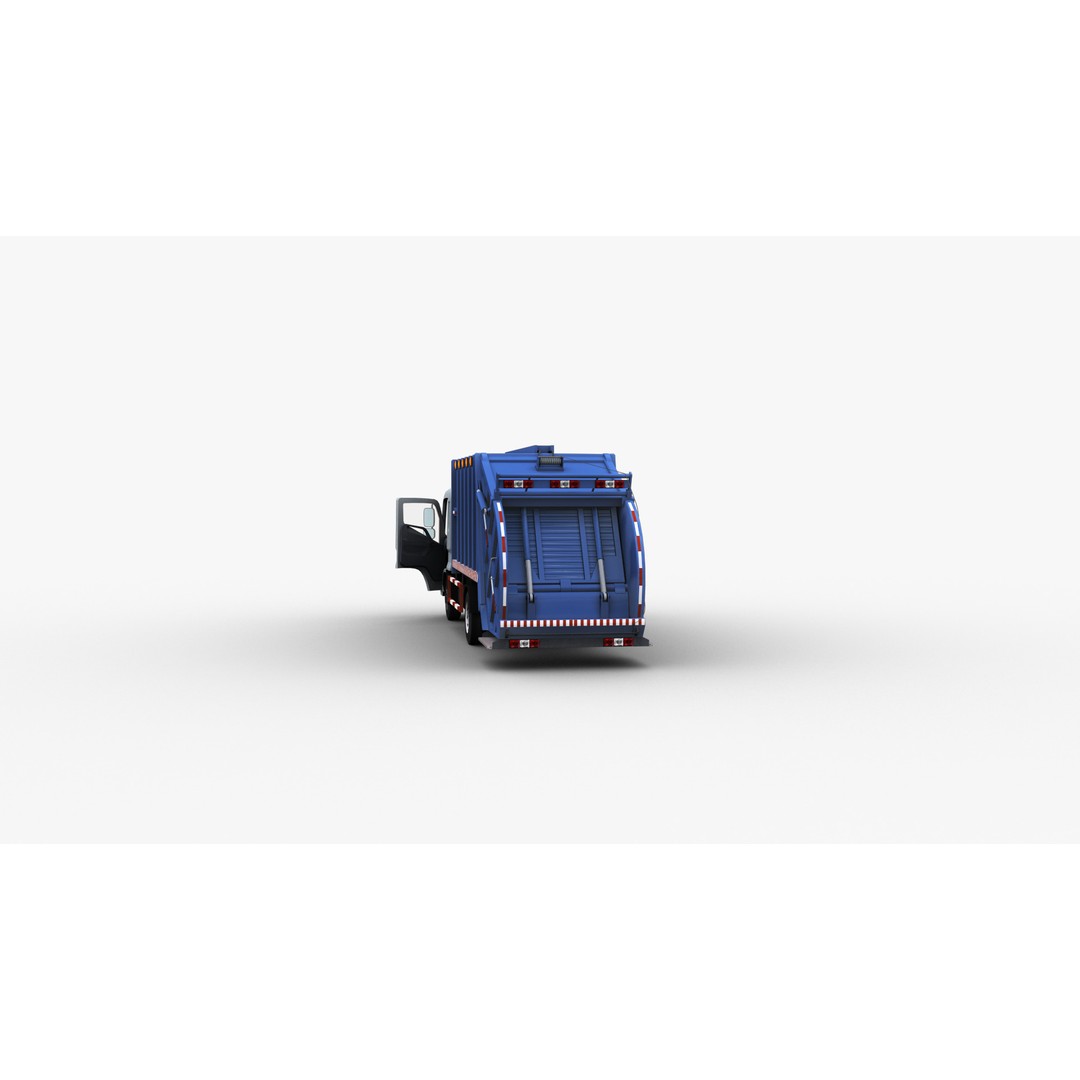 Garbage Truck 3D Model – Low Poly Game-Ready Vehicle with Interior - View 23