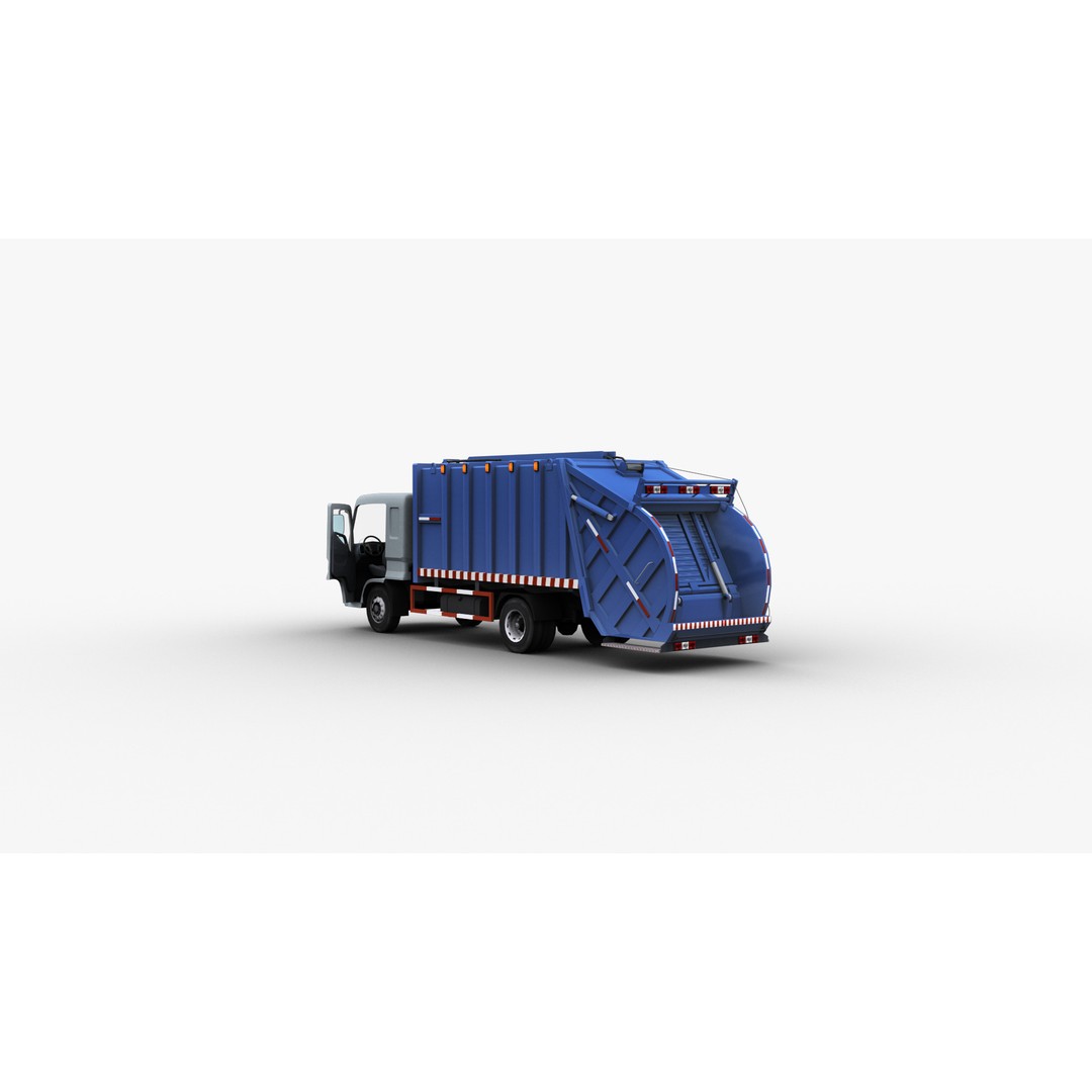 Garbage Truck 3D Model – Low Poly Game-Ready Vehicle with Interior - View 25