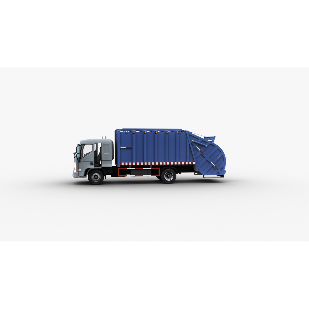Garbage Truck 3D Model – Low Poly Game-Ready Vehicle with Interior - View 29