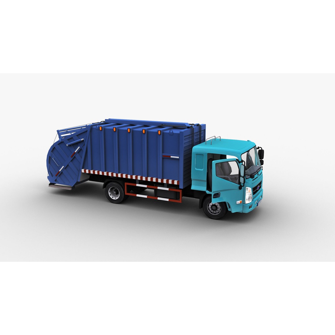 Garbage Truck 3D Model – Low Poly Game-Ready Vehicle with Interior - View 4
