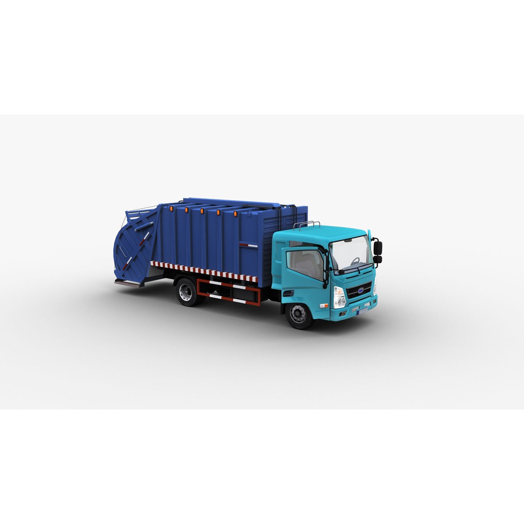 Garbage Truck 3D Model – Low Poly Game-Ready Vehicle with Interior - View 5