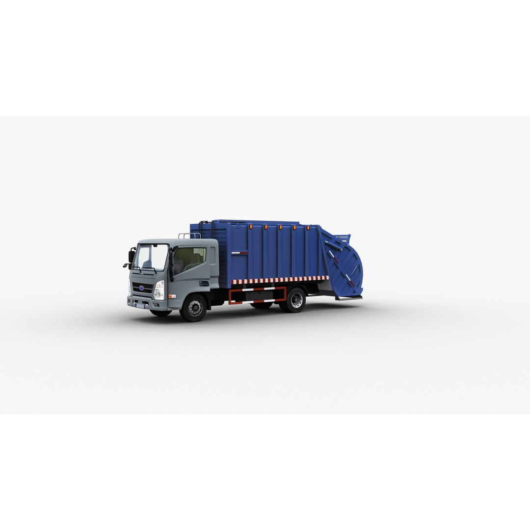 Garbage Truck 3D Model – Low Poly Game-Ready Vehicle with Interior - View 6