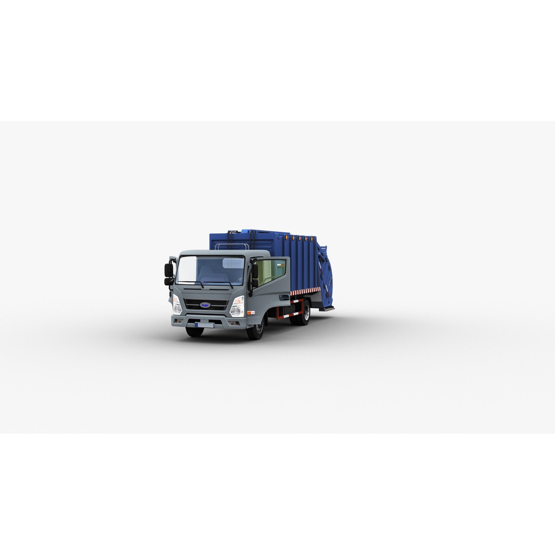 Garbage Truck 3D Model – Low Poly Game-Ready Vehicle with Interior - View 9