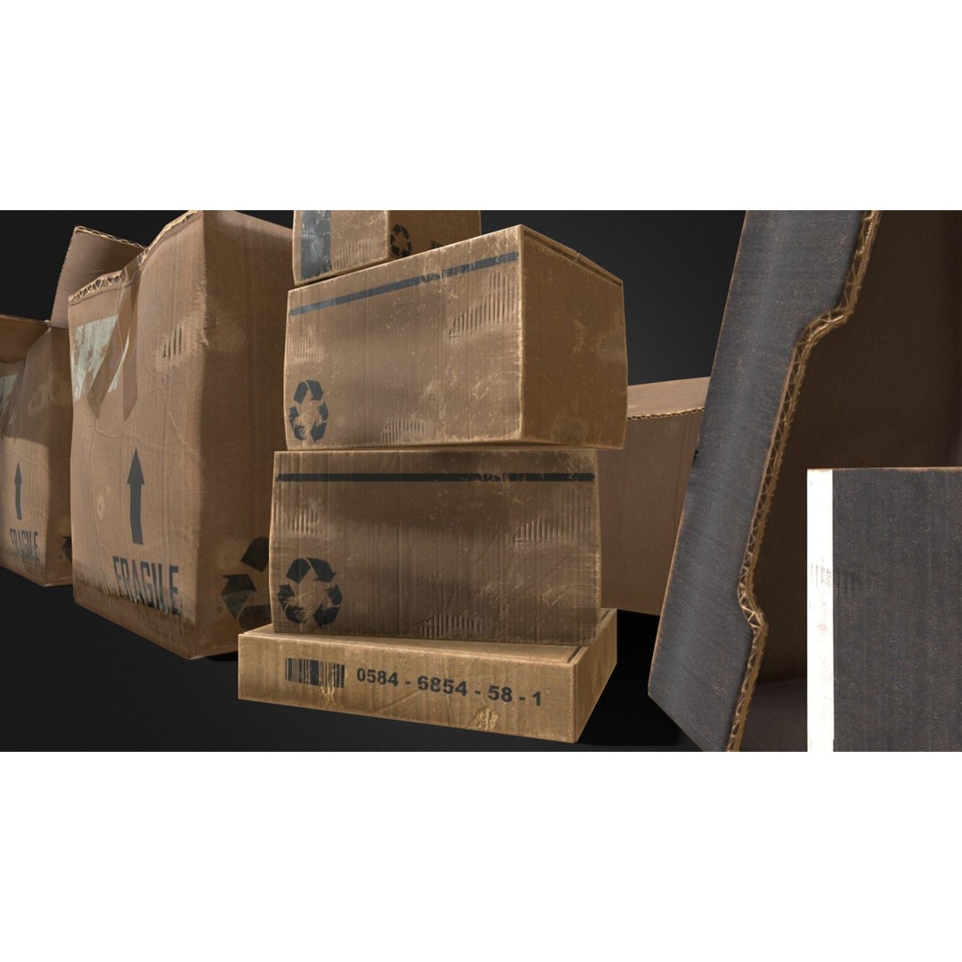 Old Cardboard Box 3D Model – Low Poly Game Ready Asset, FBX