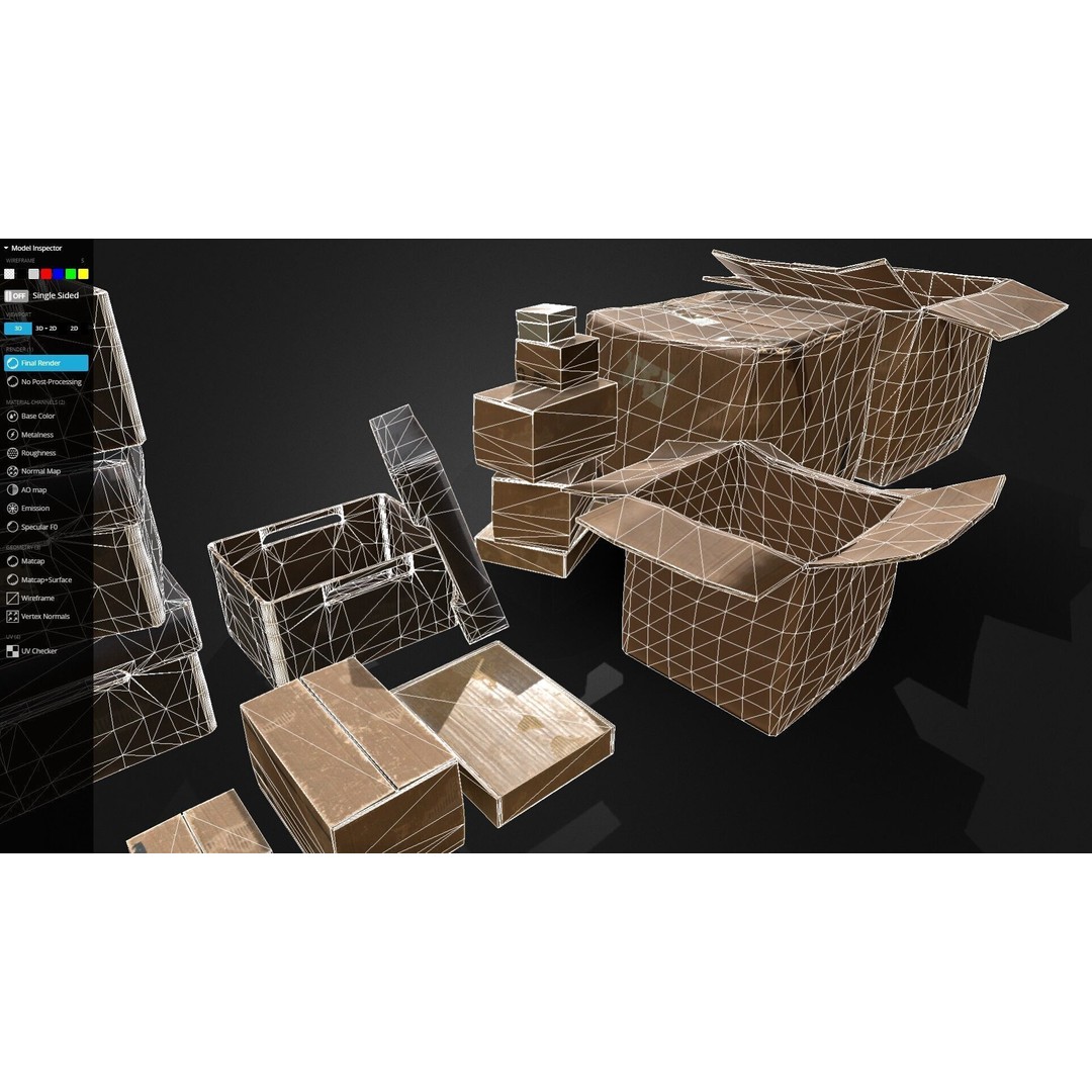 Old Cardboard Box 3D Model – Low Poly Game Ready Asset, FBX - View 7