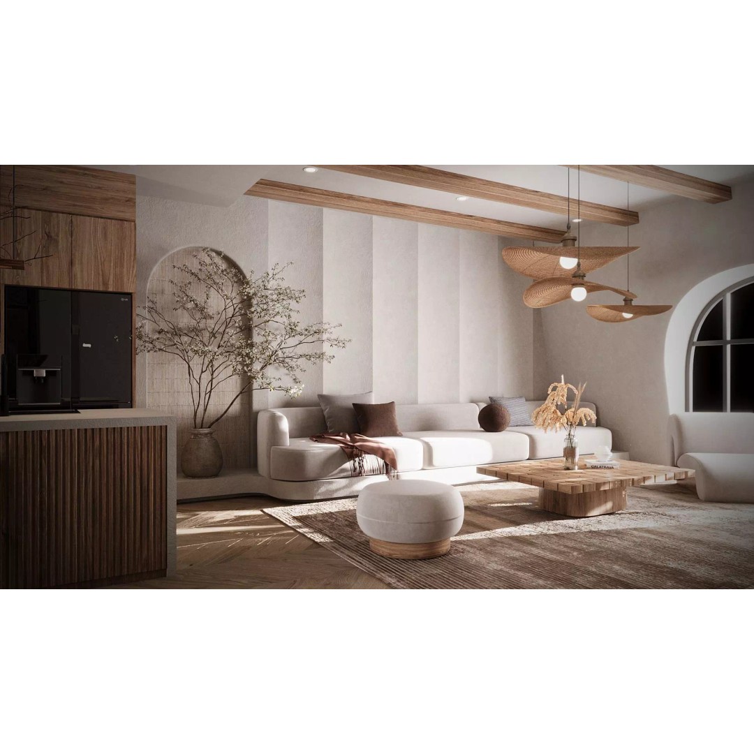 Japandi Living Room 3D Model – Modern Minimalist Interior, FBX - View 8