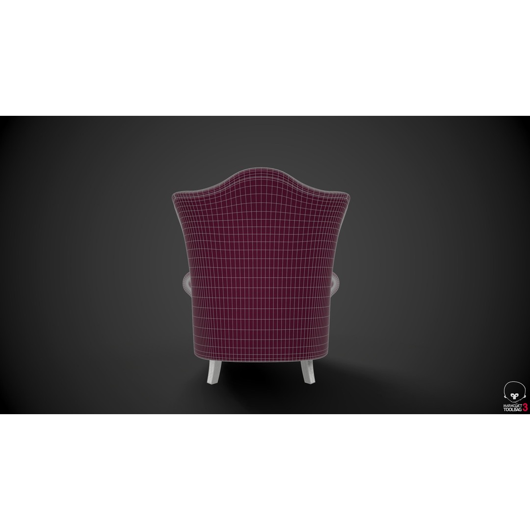 Wingback Chairs 3D Model – Low Poly Retro Upholstered Design, FBX - View 10