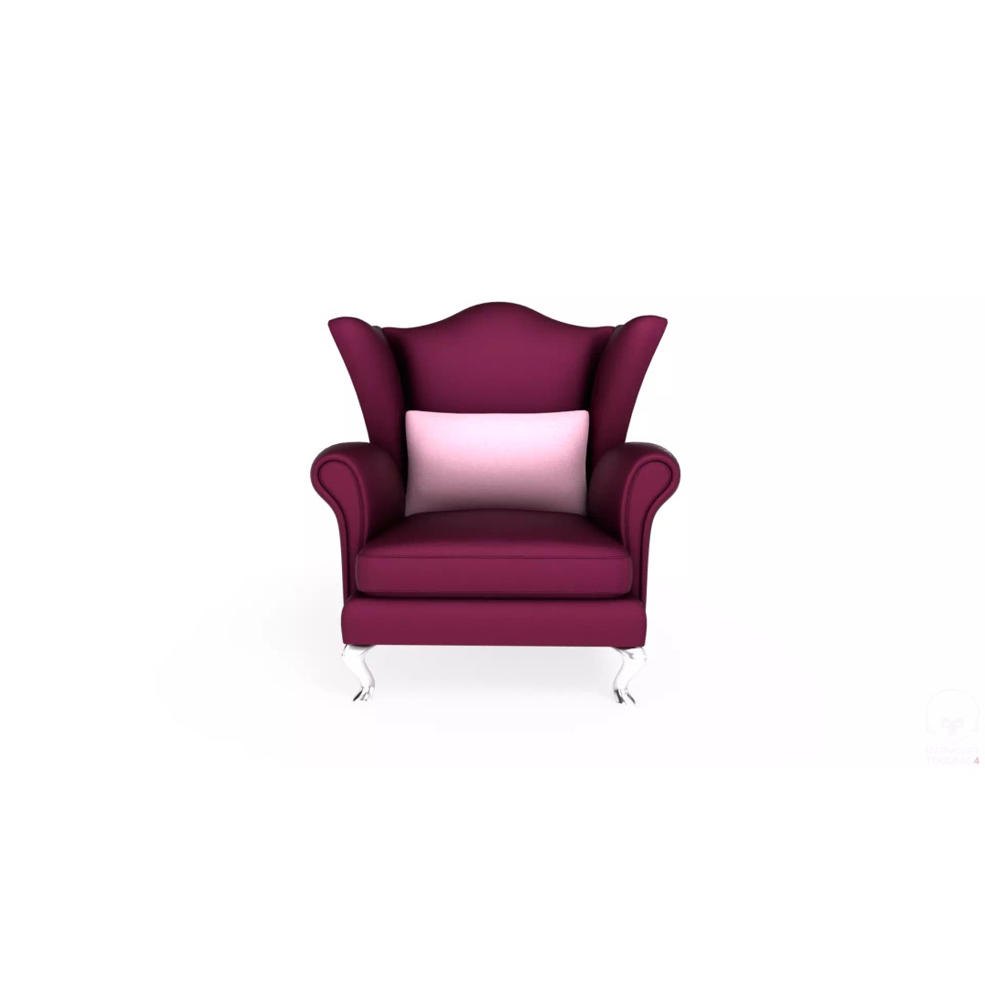 Wingback Chairs 3D Model – Low Poly Retro Upholstered Design, FBX - View 2