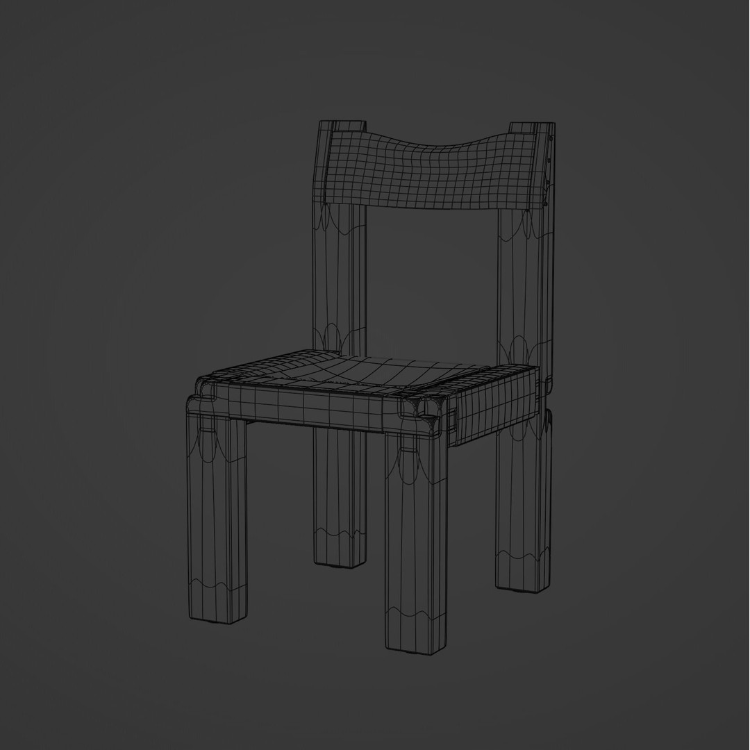 Pierre Chapo S11 Chair 3D Model – Brutalist Design, PBR Textures, FBX/OBJ - View 11
