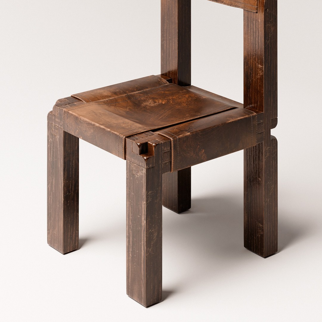 Pierre Chapo S11 Chair 3D Model – Brutalist Design, PBR Textures, FBX/OBJ - View 5