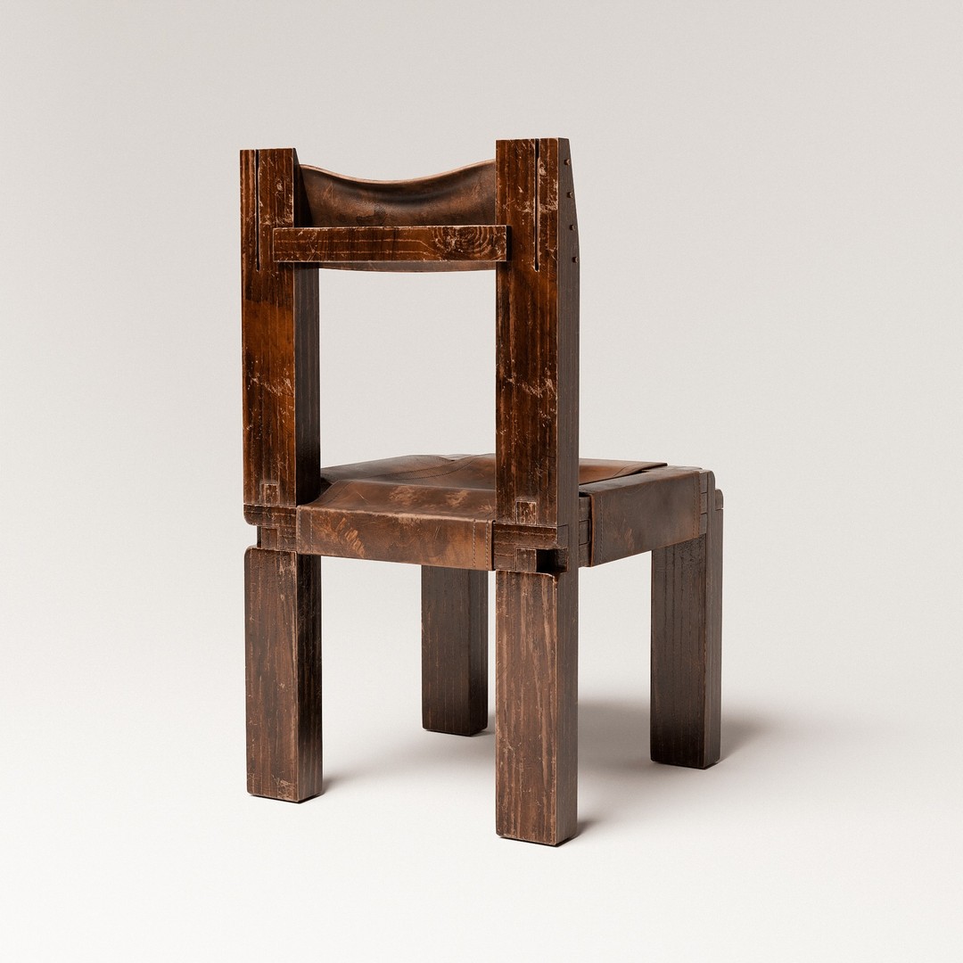 Pierre Chapo S11 Chair 3D Model – Brutalist Design, PBR Textures, FBX/OBJ - View 6