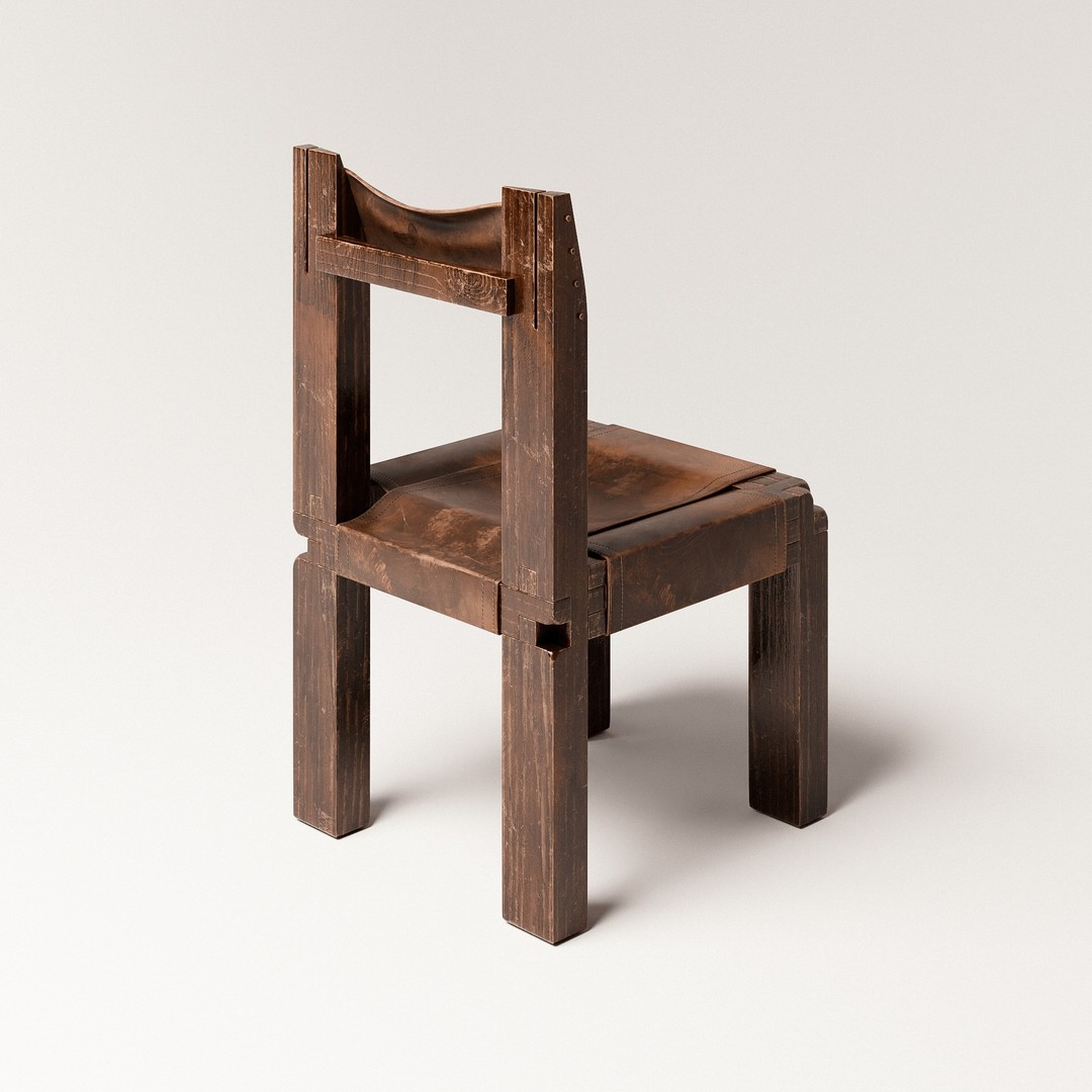 Pierre Chapo S11 Chair 3D Model – Brutalist Design, PBR Textures, FBX/OBJ - View 7