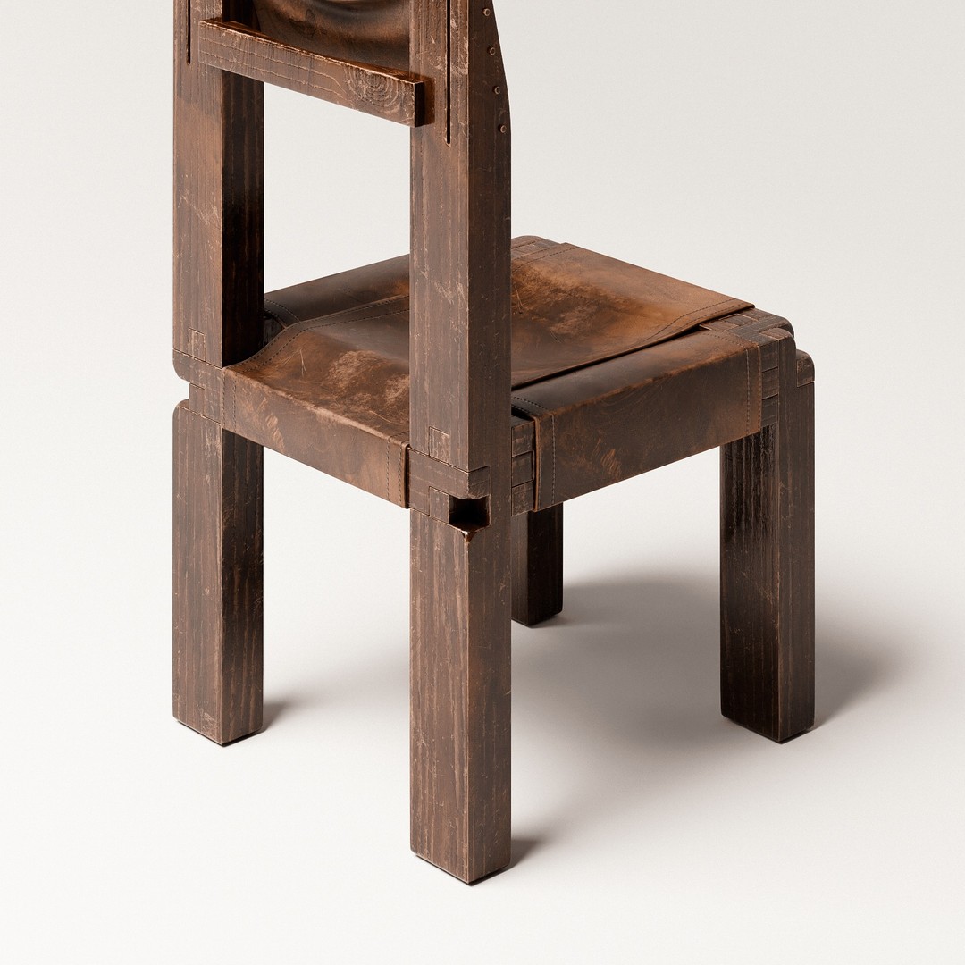 Pierre Chapo S11 Chair 3D Model – Brutalist Design, PBR Textures, FBX/OBJ - View 9