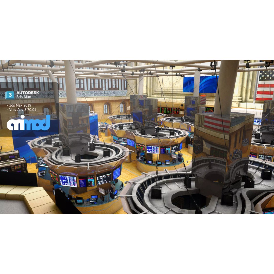New York Stock Exchange 3D Model – High Poly Office Interior, FBX - View 2