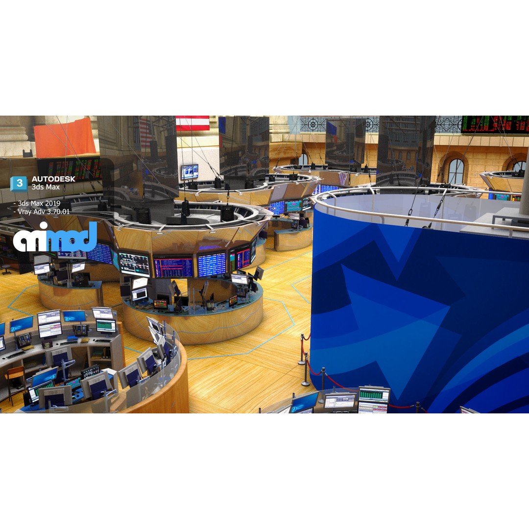 New York Stock Exchange 3D Model – High Poly Office Interior, FBX - View 3