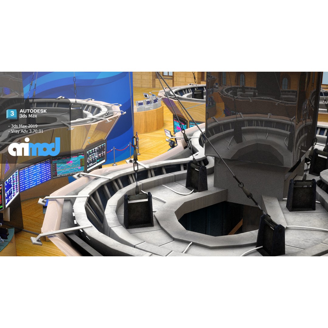 New York Stock Exchange 3D Model – High Poly Office Interior, FBX - View 4