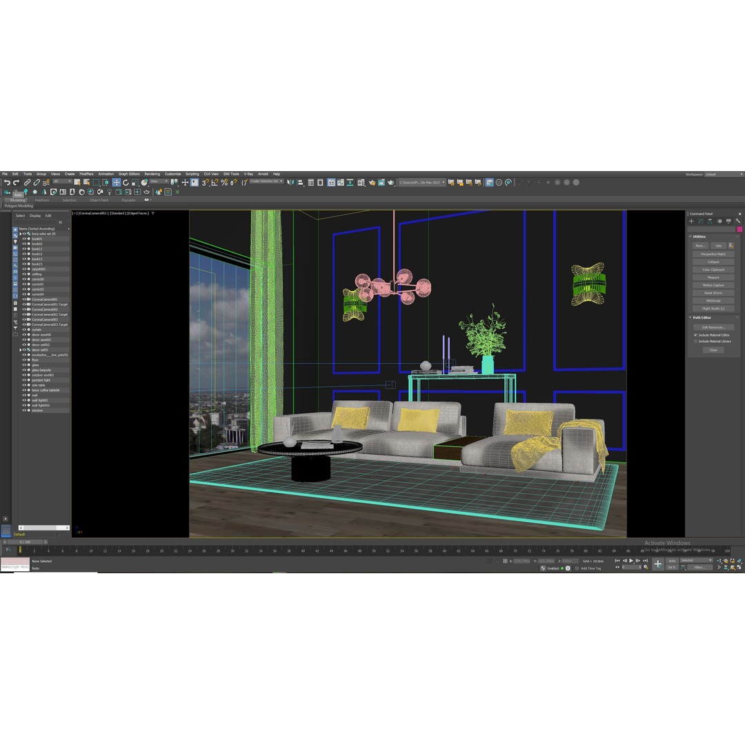 Modern Living Room 3D Model – Bright Interior Scene, FBX - View 10