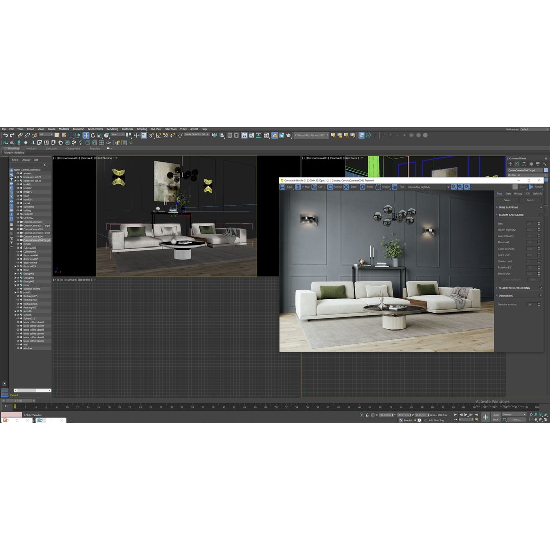 Modern Living Room 3D Model – Bright Interior Scene, FBX - View 7