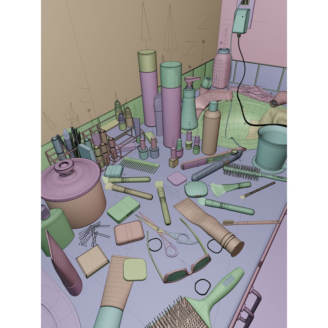 Messy Bathroom 3D Model – Animated PBR Interior Asset, Blender & FBX - View 3