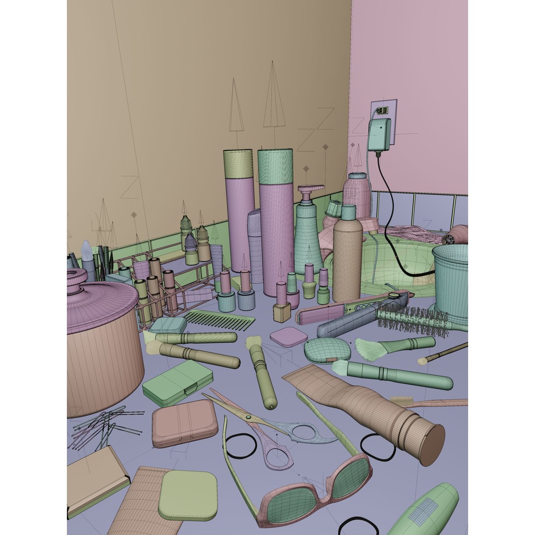Messy Bathroom 3D Model – Animated PBR Interior Asset, Blender & FBX - View 5