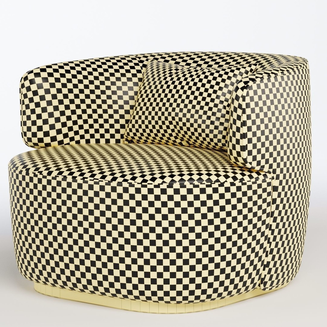 Ritz Arm Chair 3D Model – Modern Fabric Seat, FBX & OBJ Formats