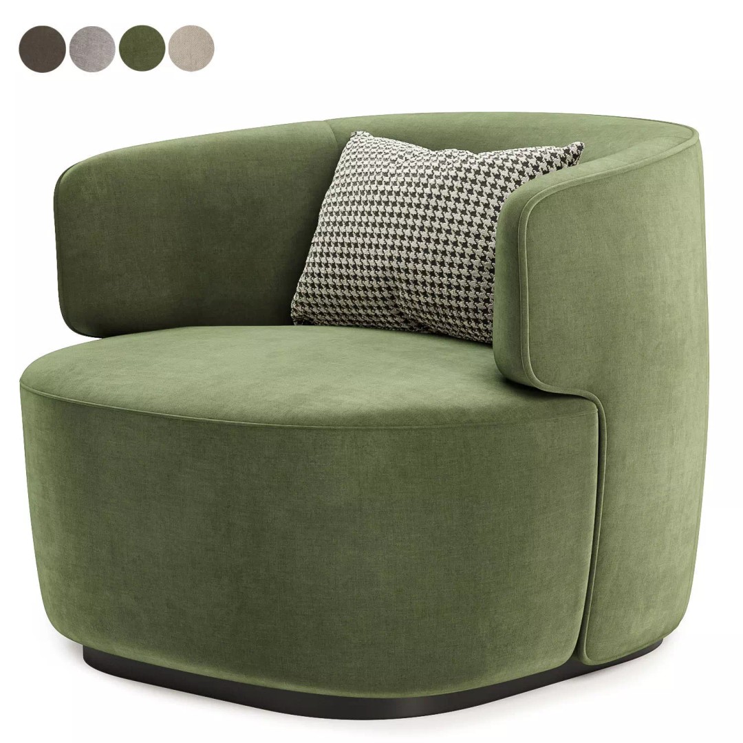 Ritz Arm Chair 3D Model – Modern Fabric Seat, FBX & OBJ Formats - View 2