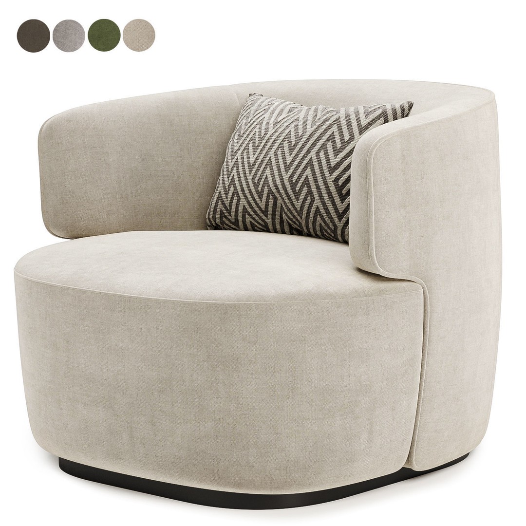 Ritz Arm Chair 3D Model – Modern Fabric Seat, FBX & OBJ Formats - View 3