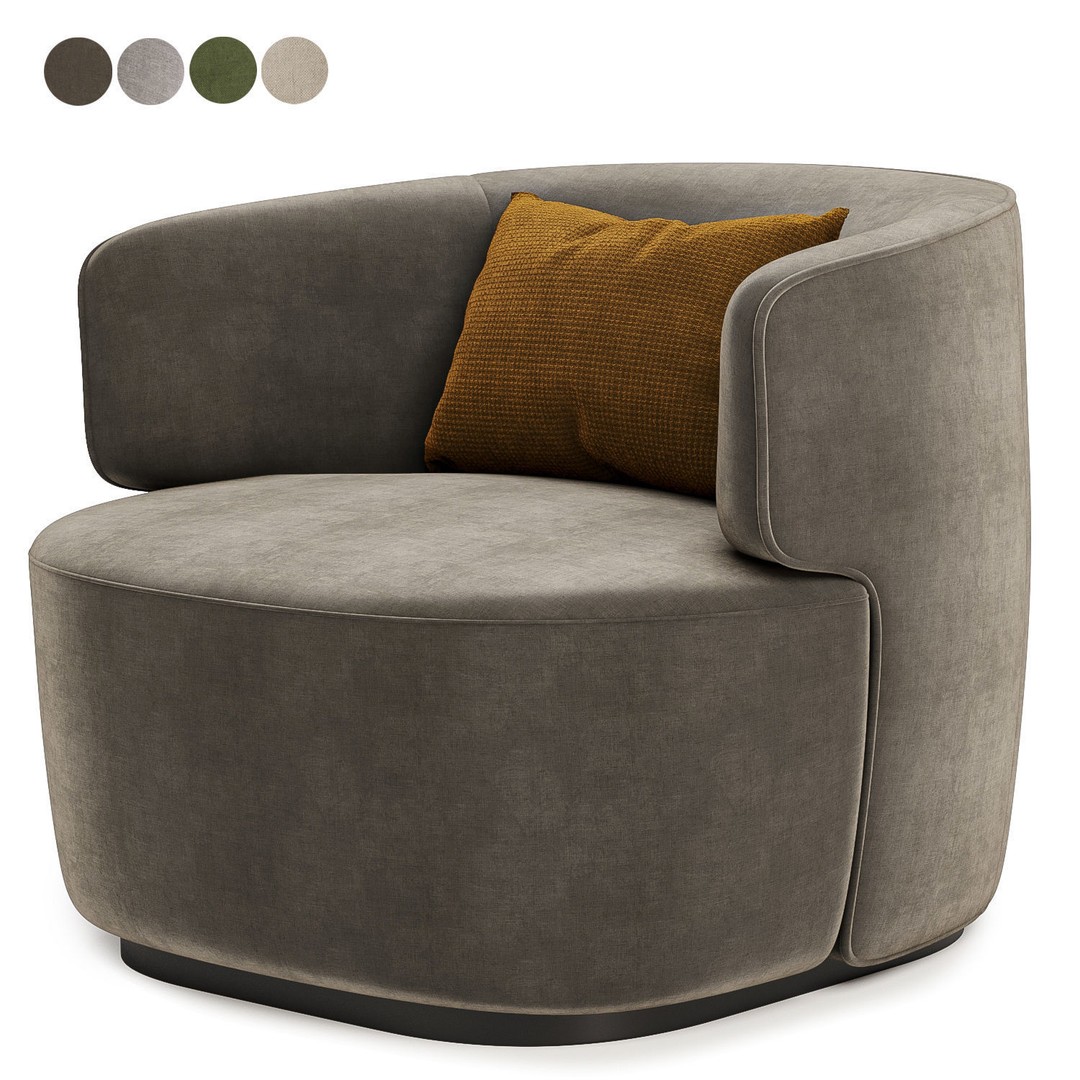 Ritz Arm Chair 3D Model – Modern Fabric Seat, FBX & OBJ Formats - View 4