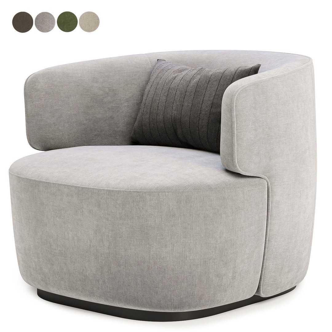 Ritz Arm Chair 3D Model – Modern Fabric Seat, FBX & OBJ Formats - View 5