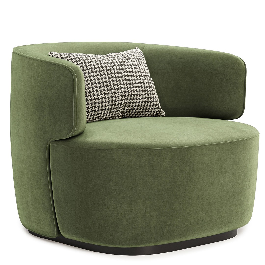Ritz Arm Chair 3D Model – Modern Fabric Seat, FBX & OBJ Formats - View 6