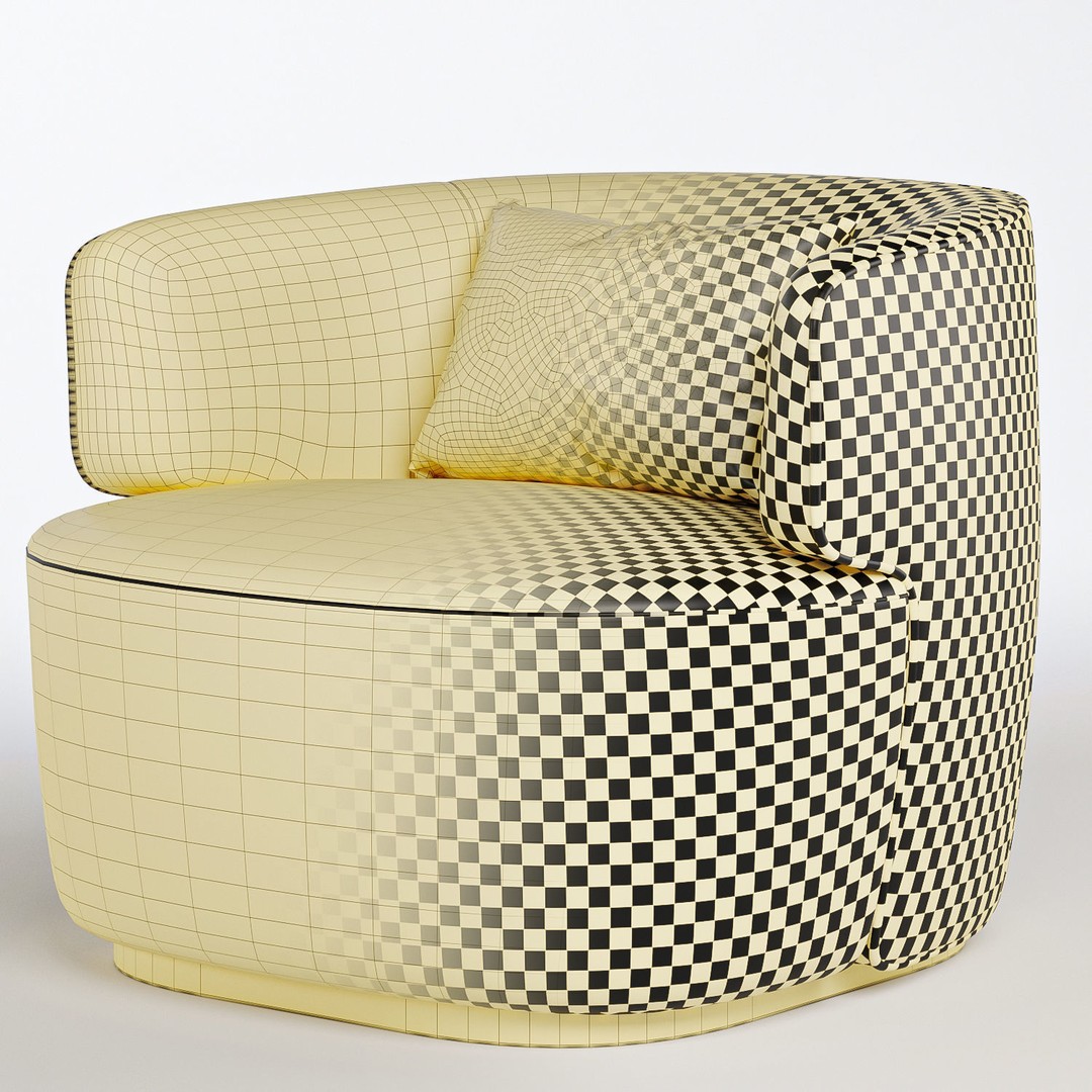 Ritz Arm Chair 3D Model – Modern Fabric Seat, FBX & OBJ Formats - View 8