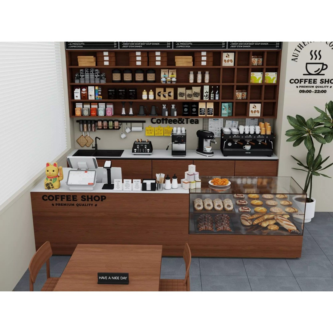 Modern Coffee Bar 3D Model – Low Poly Interior Scene, FBX - View 10