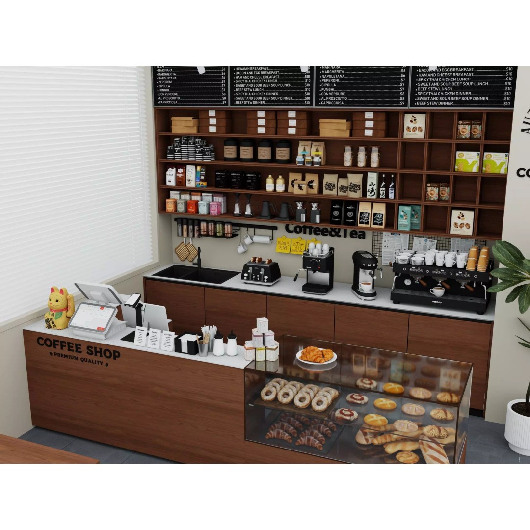 Modern Coffee Bar 3D Model – Low Poly Interior Scene, FBX - View 11