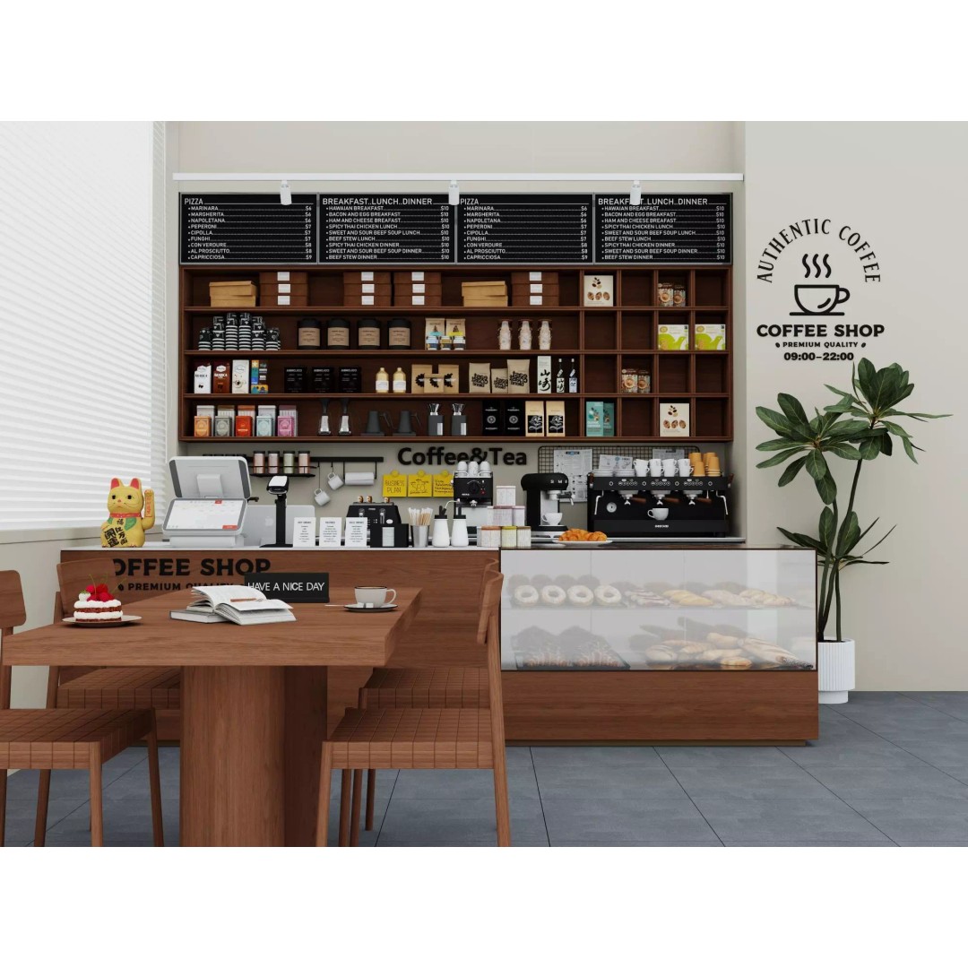 Modern Coffee Bar 3D Model – Low Poly Interior Scene, FBX - View 2