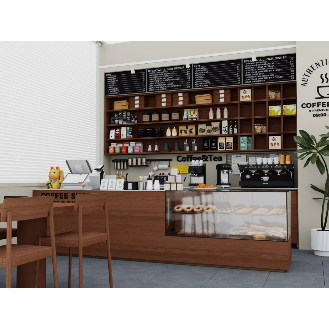 Modern Coffee Bar 3D Model – Low Poly Interior Scene, FBX - View 4
