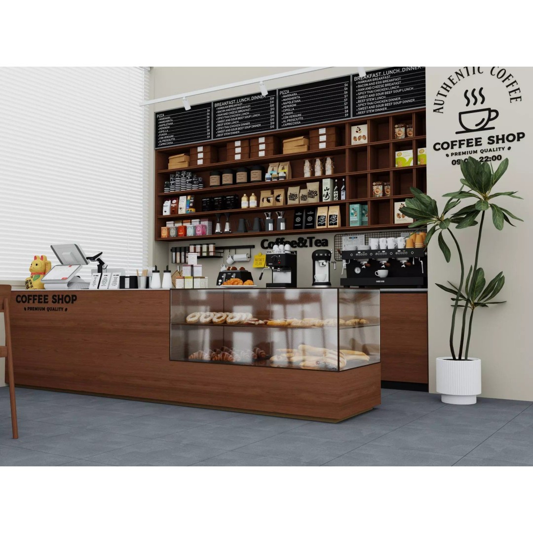 Modern Coffee Bar 3D Model – Low Poly Interior Scene, FBX - View 5